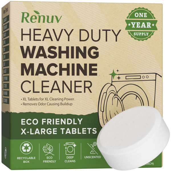 Renuv® Heavy Duty Washing Machine Cleaner & Descaler, 12 XL Tablets