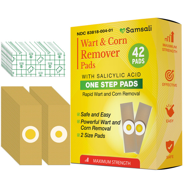 Plantar Wart Remover for Feet: Salicylic Acid Corn Remover Pads - 42 Count