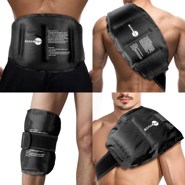 Large Ice Pack for Injuries Reusable Gel for Lower Back, Cold Packs Wrap for Shoulder, Knee, Elbow, Hip, Leg, Soft Cold Compress,16 × 9",Black