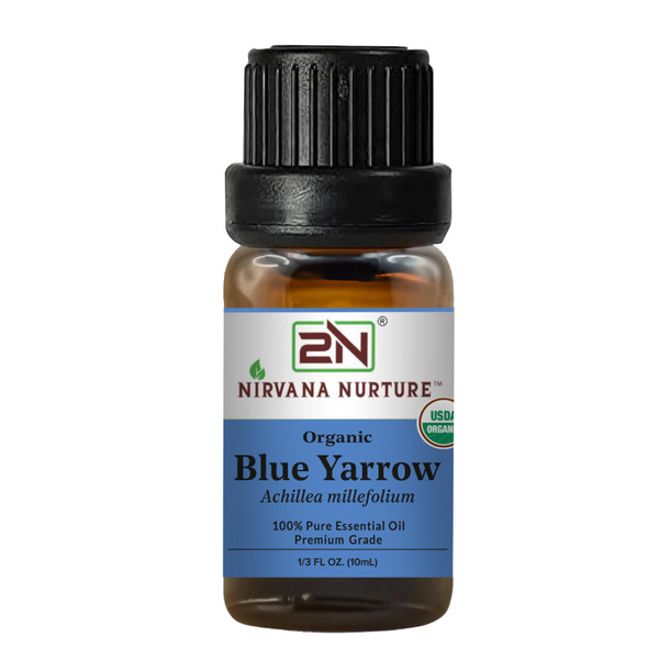 Nirvana Nurture Blue Yarrow Essential Oil, USDA Certified Organic, 100% Pure Undiluted, Aromatherapy Oil for Diffuser, Hair & Skin Care