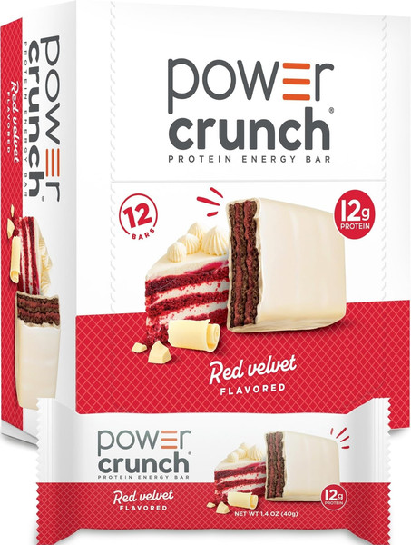 Power Crunch Protein Energy Wafer Bars, Red Velvet, 1.4 Ounce (12 Count)