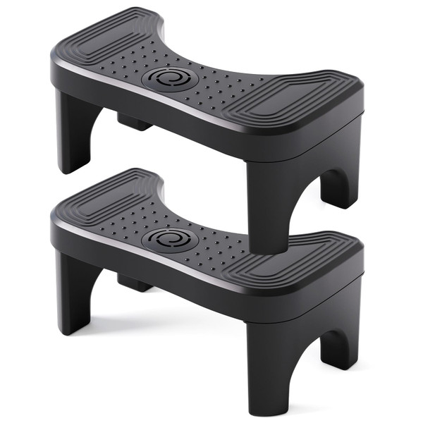 Recximi 2 Pack Black Squatting Toilet Stool, Potty Stool for Bathroom Pooping, 7 Inch Toilet Poop Stool for Adults and Kids, Detachable Foot Step for Toilet, with Dual Anti Slip Design