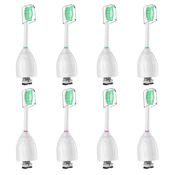 Replacement Toothbrush Heads for Philips Sonicare E-Series/Essence/Xtreme/Elite and Other Screw-on Electric Toothbrush Models, 8 Pack, Dupont Bristles with Protective Cover