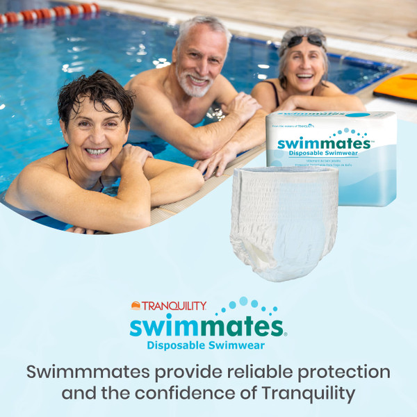 Swimmates Disposable Adult Swim Diapers, Pull-Up Under Swimwear with Tear-Away Side Seams, Unisex, 2XL (62"-80" Waist) 48 Count Case