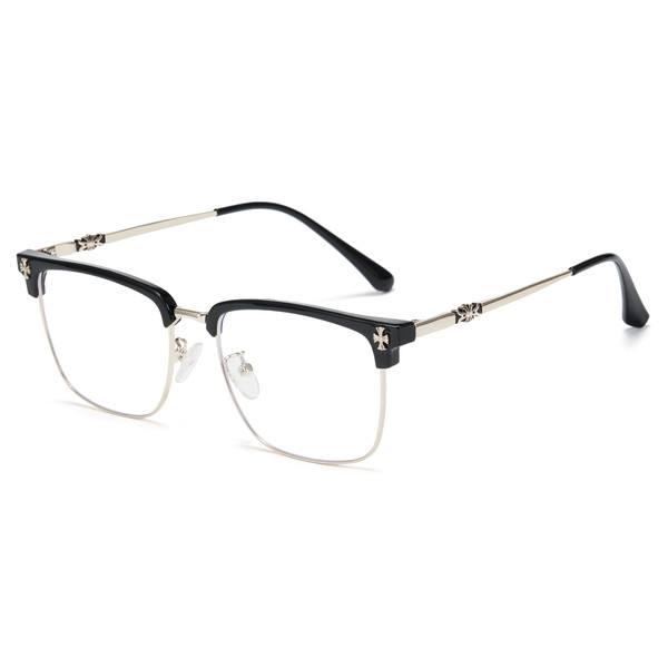 Cyxus Square Blue Light Blocking Glasses, Semi Rim TR90 Metal Frame 8252