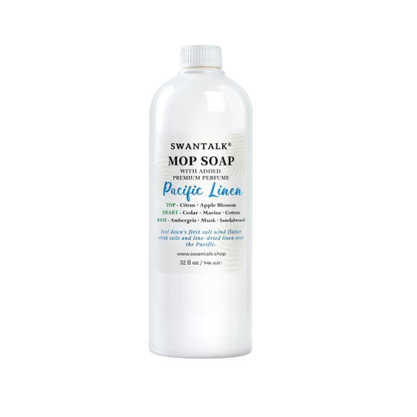 SWANTALK Premium Mop Soap Highly Scented, Odor-Eliminating Floor Cleaner for Mopping Hardwood, Tile, LVP, Laminate, 4X Concentrated Formula, Streak-Free No Residue, Pet Safe, 32oz (Pacific Linen)