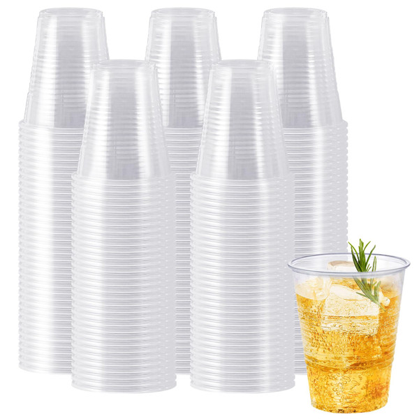 SIUQ 300 Pack 12 oz Plastic Cups, Clear Disposable Drinking Water Cups