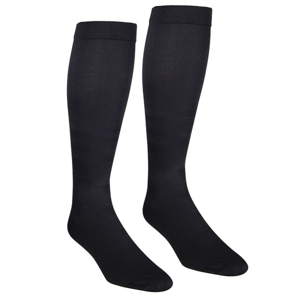 NuVein Men's Compression Socks, 15-20 mmHg Support, Dress Trouser Style, Over Calf Knee High, Black, Large