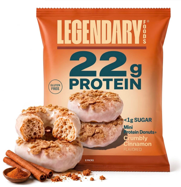 Legendary Foods High Protein Donuts, Crumbly Cinnamon, Low Carb, Low Sugar