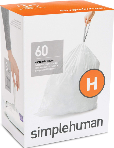 Simplehuman Trash Liner Code H Custom Fit Liners White / 60 Liners