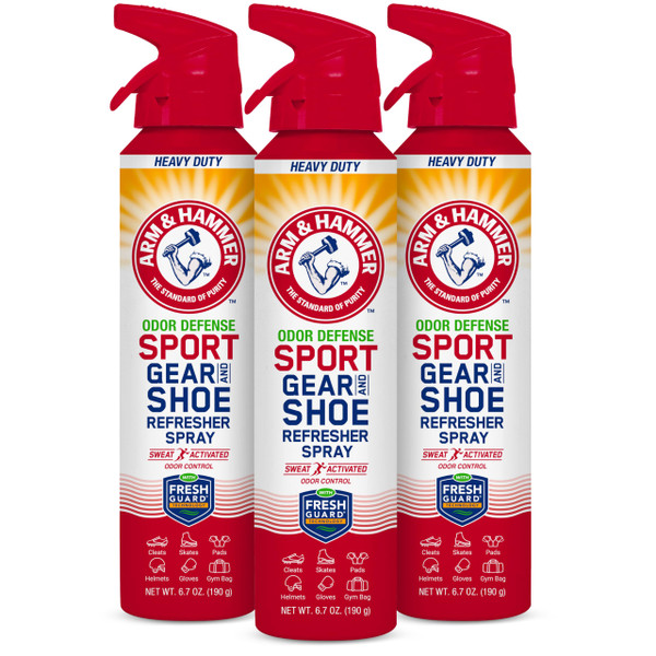 Arm & Hammer Odor Defense Sport Gear & Shoe Refresher Spray, 6.7 oz, 3 Pack
