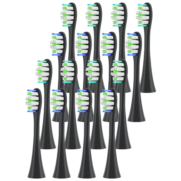 Replacement Toothbrush Heads for Philips Sonicare - 16 Pack Soft Gentle Bristles Compatible with Most Sonicare Click-On Electric Toothbrushes (Black)
