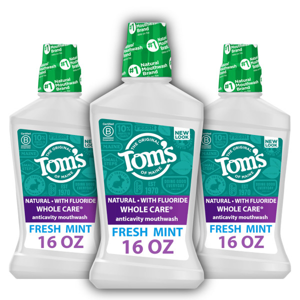 Tom's of Maine Whole Care Natural Anticavity Fluoride Toothpaste 3Pk, 16 oz