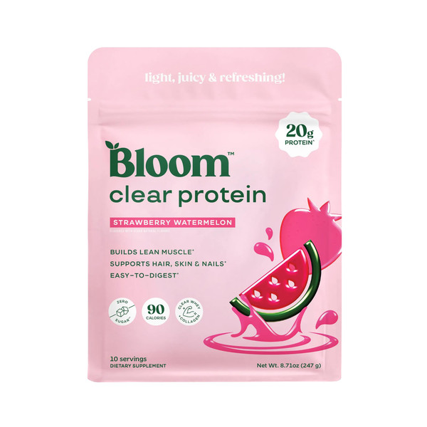 Bloom Nutrition Clear Whey Protein, Strawberry Watermelon, 10 Servings
