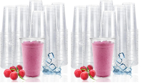 TashiBox plastic cups [20 oz 100cups],Clear Crystal disposable plastic cups,smoothie cup (Pack of 2)