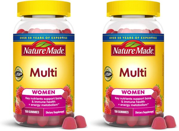 Nature Made Multivitamin for Women,Womens Gummy Multivitamins for Daily Nutritional Support,150 Multi Vitamin Gummies,75 Day Supply,(Pack of 2)