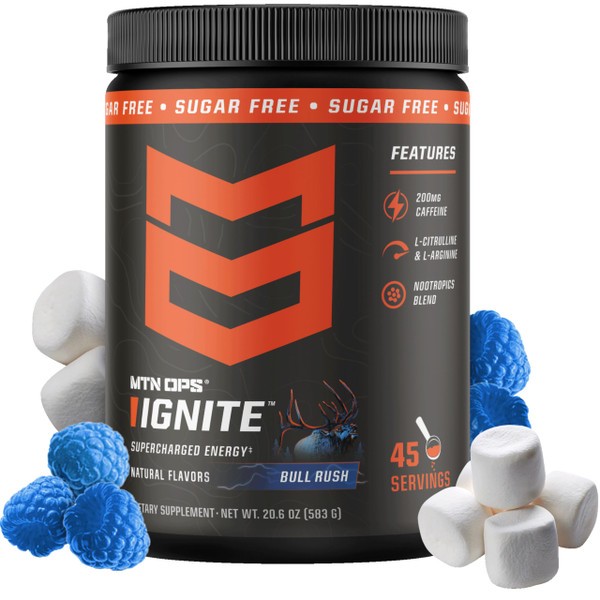 MTN OPS Ignite Energy Powder, Zero Sugar, Bull Rush