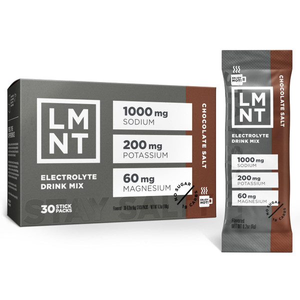 LMNT Zero Sugar Electrolytes - Chocolate Salt | Drink Mix | 30-Count