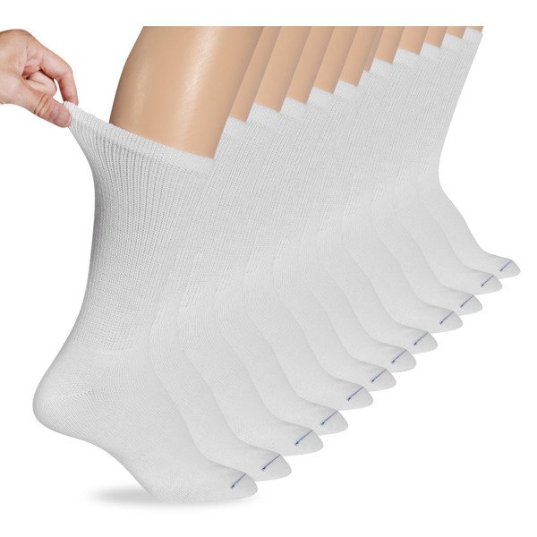 Dr. Scholl's Women's Diabetes & Circulator - 4 & 12 Pair Packs Non-binding Comfort And Moisture Management Socks, Crew, White, 8 12