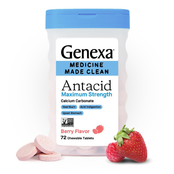 Genexa Antacid Made Clean, 216 Chewable Tablets, Berry Flavor
