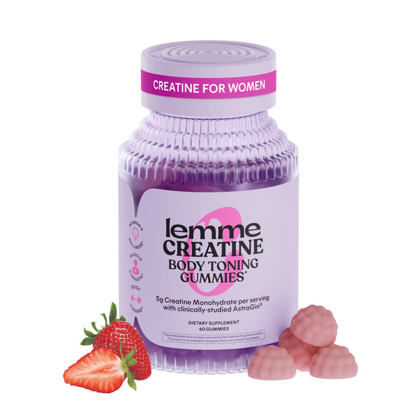 Lemme Creatine Monohydrate Gummies, Sour Strawberry (60 Gummies)