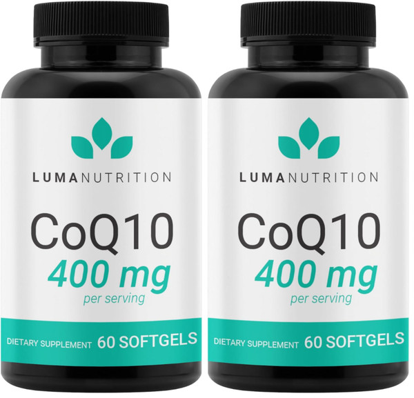 Luma Nutrition CoQ10 400mg Softgel Supplement - 60 Liquid Softgels (Pack of 2)