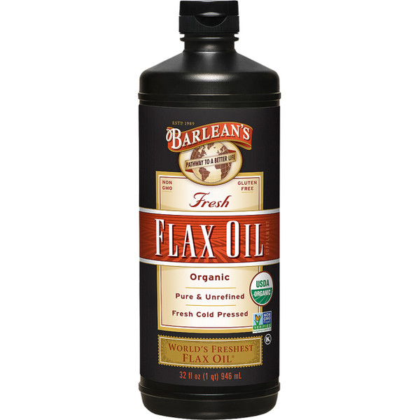 Barlean's Organic Flaxseed Oil, 7640mg ALA Omega-3, Cold-Pressed, 32oz