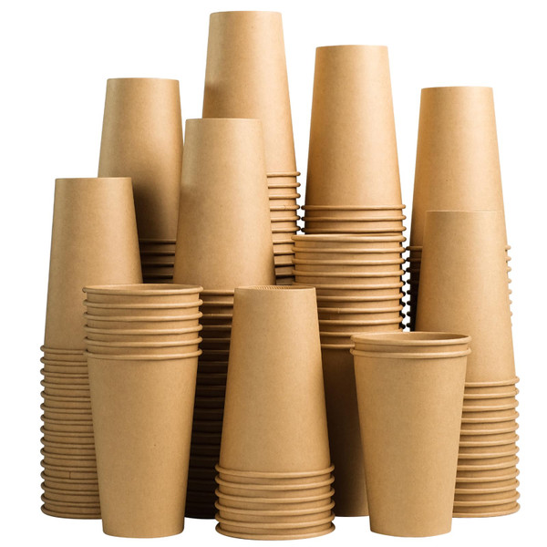 Lamosi 180 Count 16 oz Kraft Paper Cups, Disposable Paper Coffee Cups