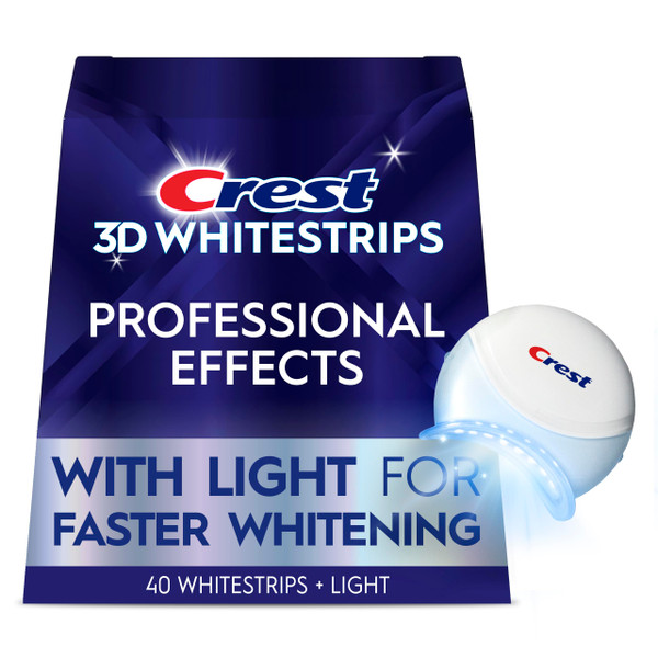 Crest 3D Whitestrips Professional Effects + LED Light – Teeth Whitening Kit, 1 Light + 20 Treatments, Each with 1 Upper/1Lower, 40 Strips – Crest 3DWhite Teeth Whitening Strips