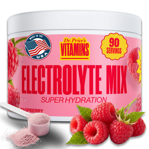Dr. Price's Vitamins Electrolytes Powder Bulk, Raspberry 90 Servings