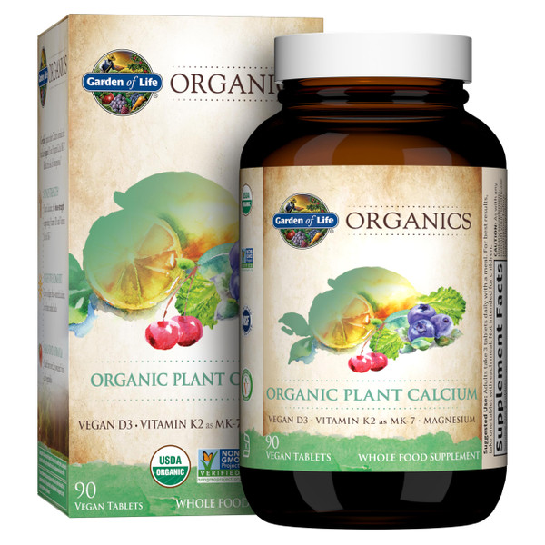 Garden of Life Calcium Supplement with Magnesium & Organic Vitamin D3 K2, Made from Whole Foods, Gluten-Free, 90 Count