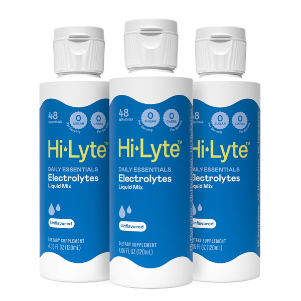 Hi-Lyte Sugar Free Electrolytes for Rapid Hydration, Fasting and Immune Support (3 Bottles, 144 Servings) | NO Calories | 20%+ More Potassium, Magnesium & Zinc