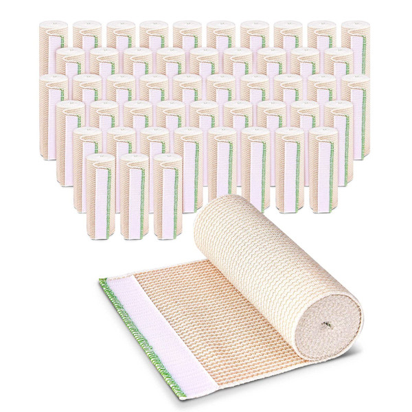 Premium Elastic Bandage Wrap (6” Wide, 50 Pack) - Nexskin Latex Free Athletic/Medical Compression Bandages Hook & Loop Fasteners at Both Ends - Lifetime Washable & Reusable Bandages