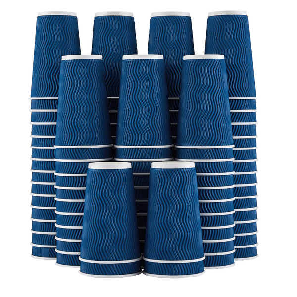Lamosi 16 oz Coffee Cups 90 Pack, Disposable Insulated Corrugated Paper Cup