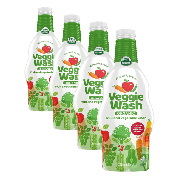 Veggie Wash Organic Fruit and Vegetable Wash Soaker, 32 Fluid Ounce (Pack of 4)