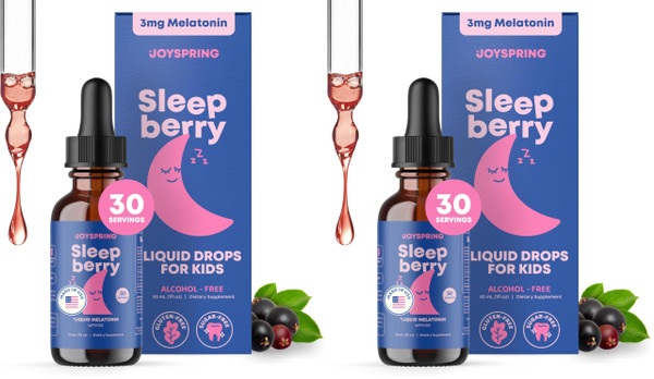 JoySpring SleepBerry Kids Melatonin 3mg Drops, Berry, 1 fl oz, 30 Ct (Pack of 2)