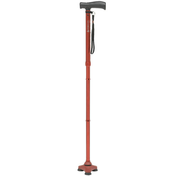 HurryCane Freedom Edition Foldable Walking Cane with T Handle, Red