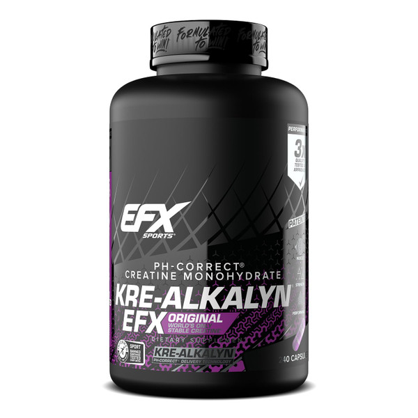 EFX Sports Kre-Alkalyn EFX | pH Correct Creatine Monohydrate Pill Supplement | Strength, Muscle Growth & Performance | 120 Servings, 240 Capsules