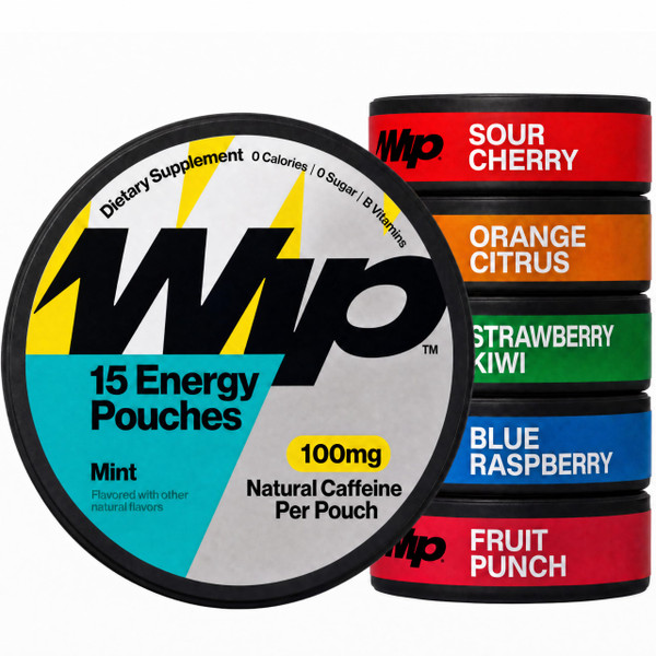 Wip Caffeine Pouches, Variety Pack, 100mg, 6 Cans (90 Pouches)