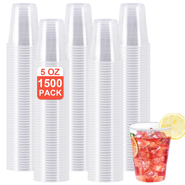 SIUQ 1500 Pack 5 oz Clear Plastic Cups, Disposable Mouthwash Cups
