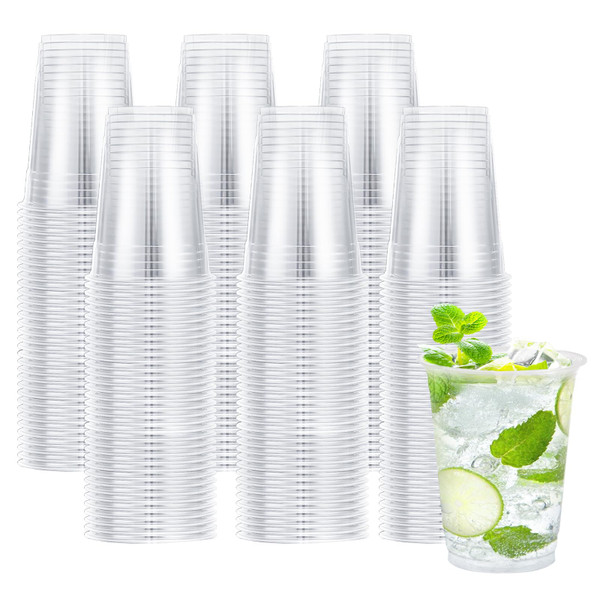 Lamosi 300 Pack 12 oz Clear Plastic Cups, Disposable Cups