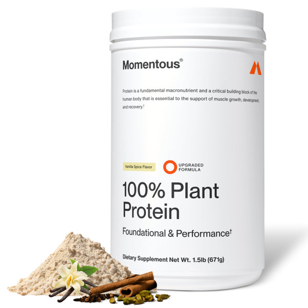 Momentous Vegan Protein Powder, 20g Pea & Rice Blend Protein, Vanilla Spice