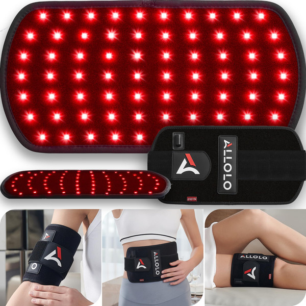 ALLOLO Red Light for Body, 3 in 1 LEDs Red Light Belt with Timer Remote Control, 660nm 850nm Infrared Light Pad for Body Waist Shoulder Knee, 12.6" x 6.3" Large Area
