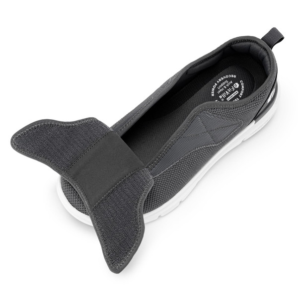 FitVille Diabetic Shoes for Men Extra Wide Slip-on Shoes for Swollen Feet Adjustable Walking Shoes for Elderly Foot Pain Relief Neuropathy - EasyTop Wings Deep Gray