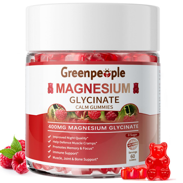 GREENPEOPLE Magnesium Glycinate Gummies 400mg, Sugar Free