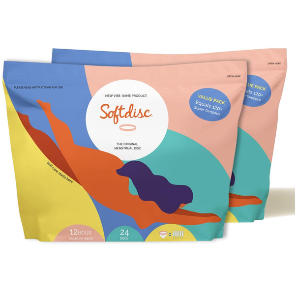 Softdisc Menstrual Discs | Capacity of 5 Super Tampons | 24 ct. (Pack of 2)