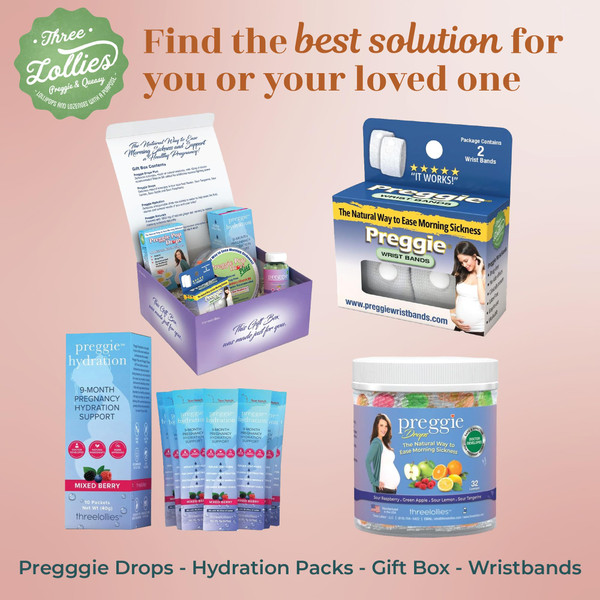 Three Lollies Preggie Drops Plus Pregnancy Nausea Relief Drops with 10 mg Vitamin B6 and Essential Oils, Morning Sickness and Queasy Stomach Support for Pregnant Women, Sour Raspberry, 100 Count