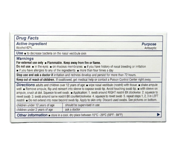 Nozin® Nasal Sanitizer® Antiseptic Popswab® Ampules 10ct Pack | Kills 99.99% of Germs | Alcohol Based 62%