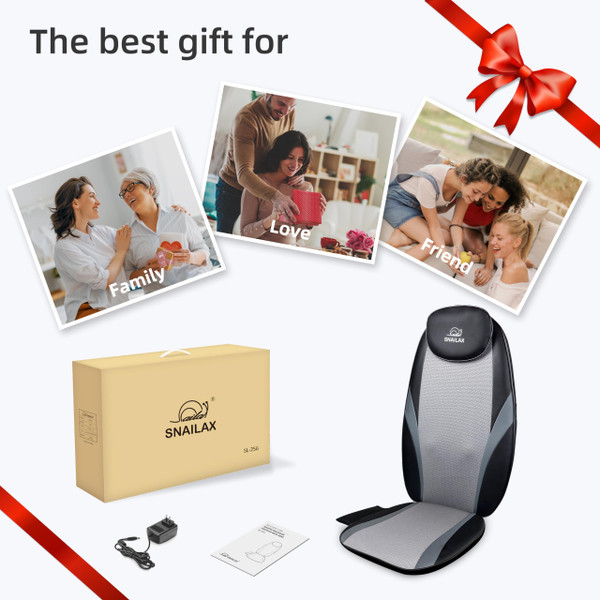 Snailax Neck and Back Massager with Heat, Massage Chair Pad Back Massager for Pain Relief Deep Tissue Chair Massage Pad with 10 Deep Kneading Nodes for Office Home, Gifts for Dad,Mom