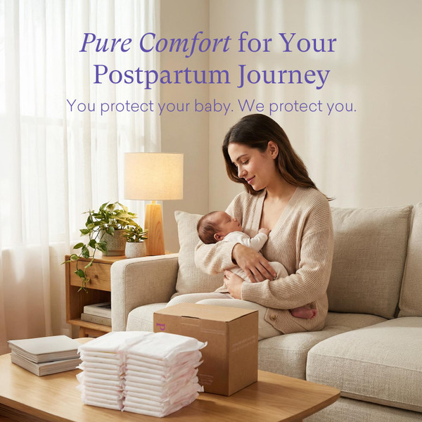 PurComfy Premium Postpartum Pads with Wings, Large Maximum Absorbency Postpartum Maternity Pads Ultra Soft Heavy Flow Secure Leak Protection After Birth, 96ct
